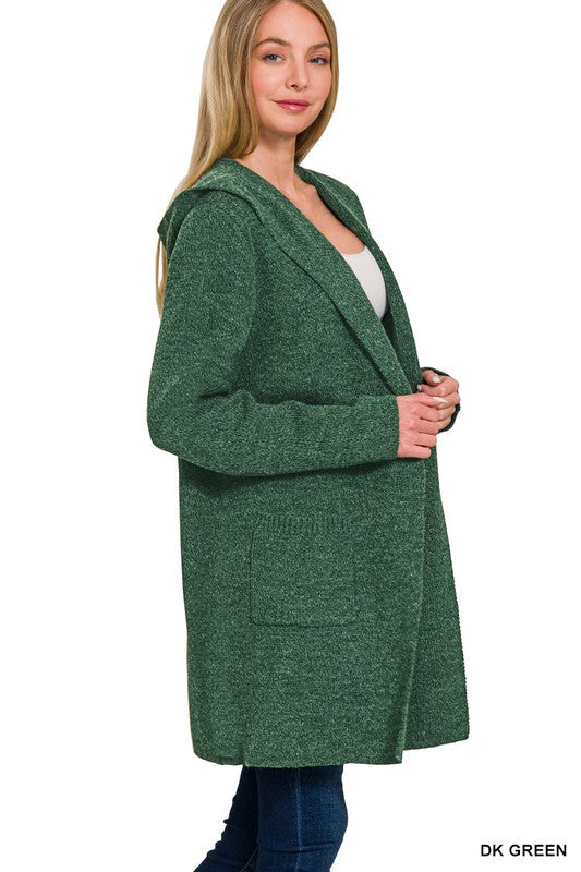 Hooded Open Front Cardigan