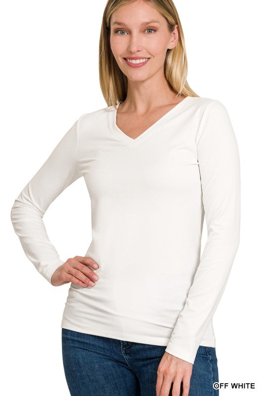 Tight Long Sleeve V-Neck Tee