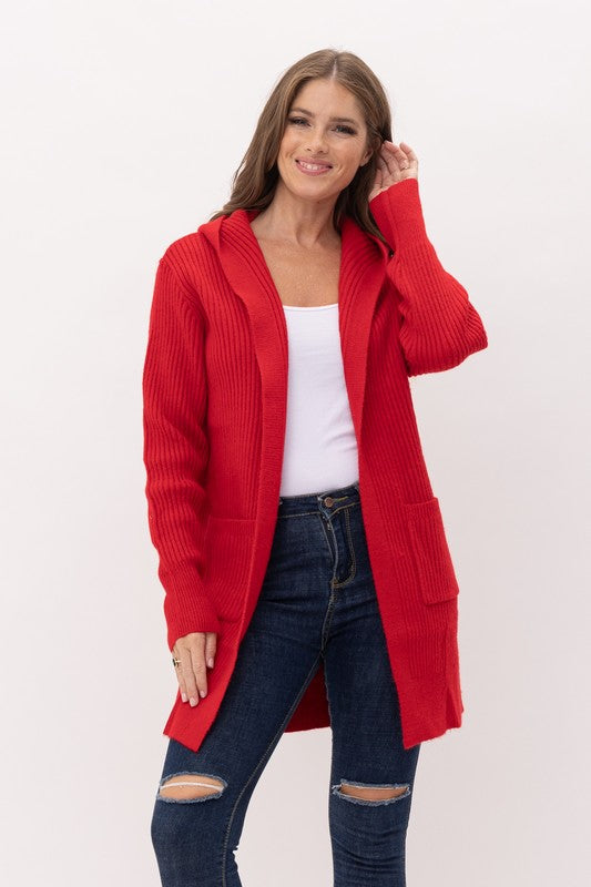 Chunky Oversized Hooded Open Front Cardigan