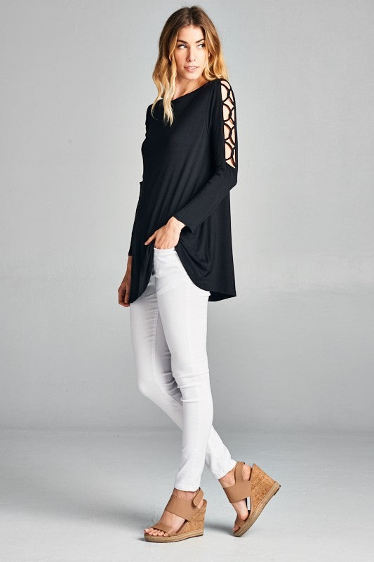 Criss Cross Open Sleeve Jersey Top