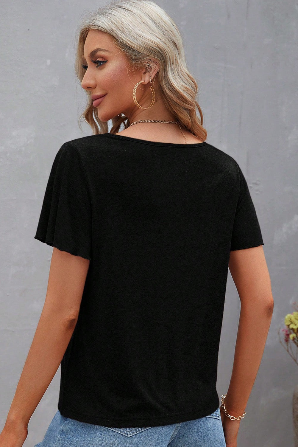 Criss Cross Black Tee