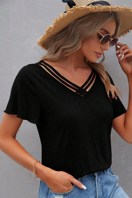 Criss Cross Black Tee