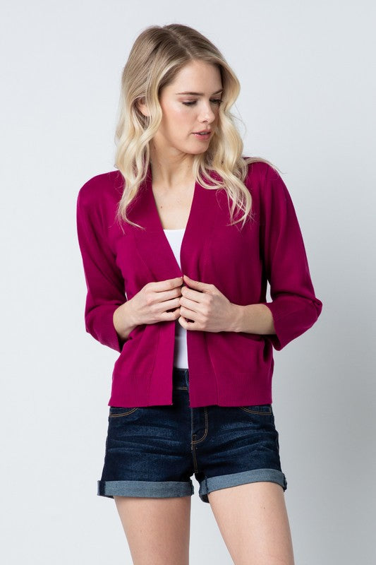 Magenta Crop Cardigan
