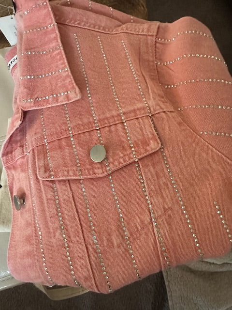 Sale Pink Cowgirl Crystal ORIGAMI Jean Jacket