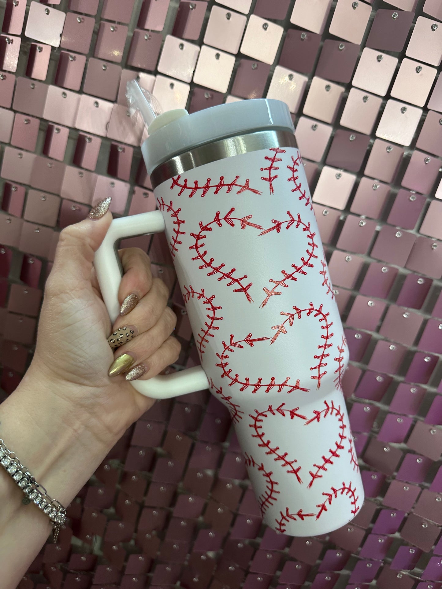 Baseball Heart Steel Tumbler 40oz