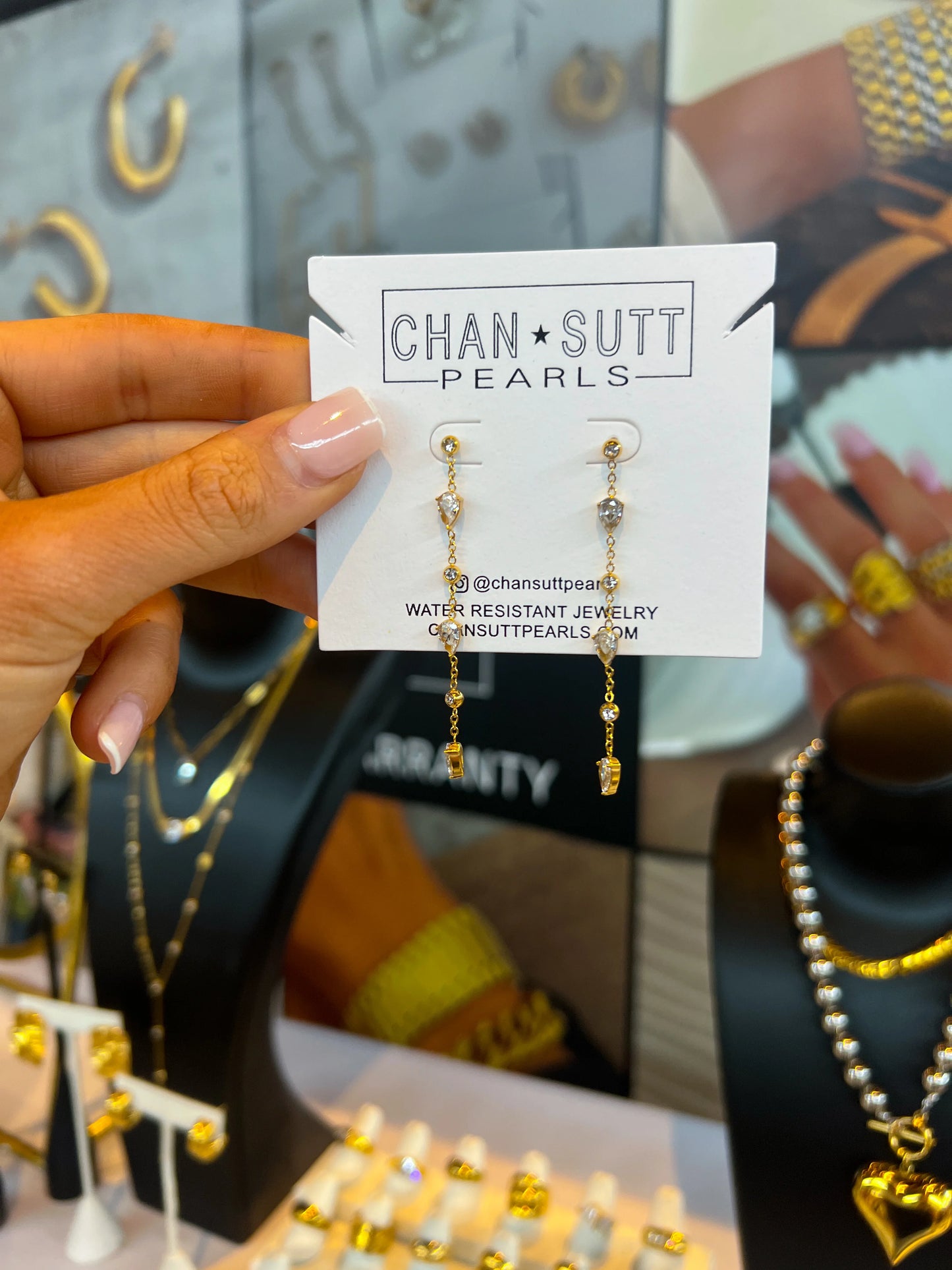 Crystal Tiered 18K Dangle Earrings