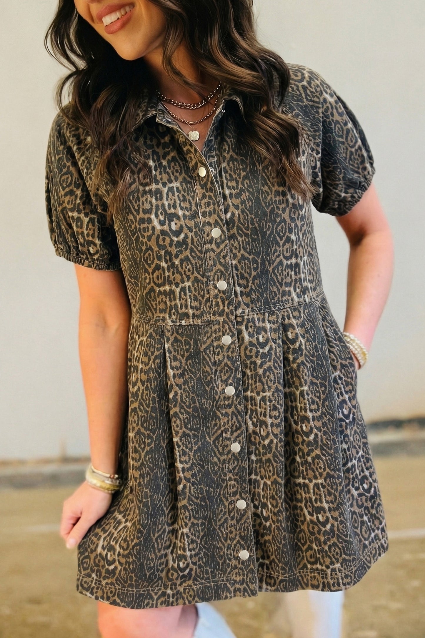 Carazy Denim N Leopard Dress