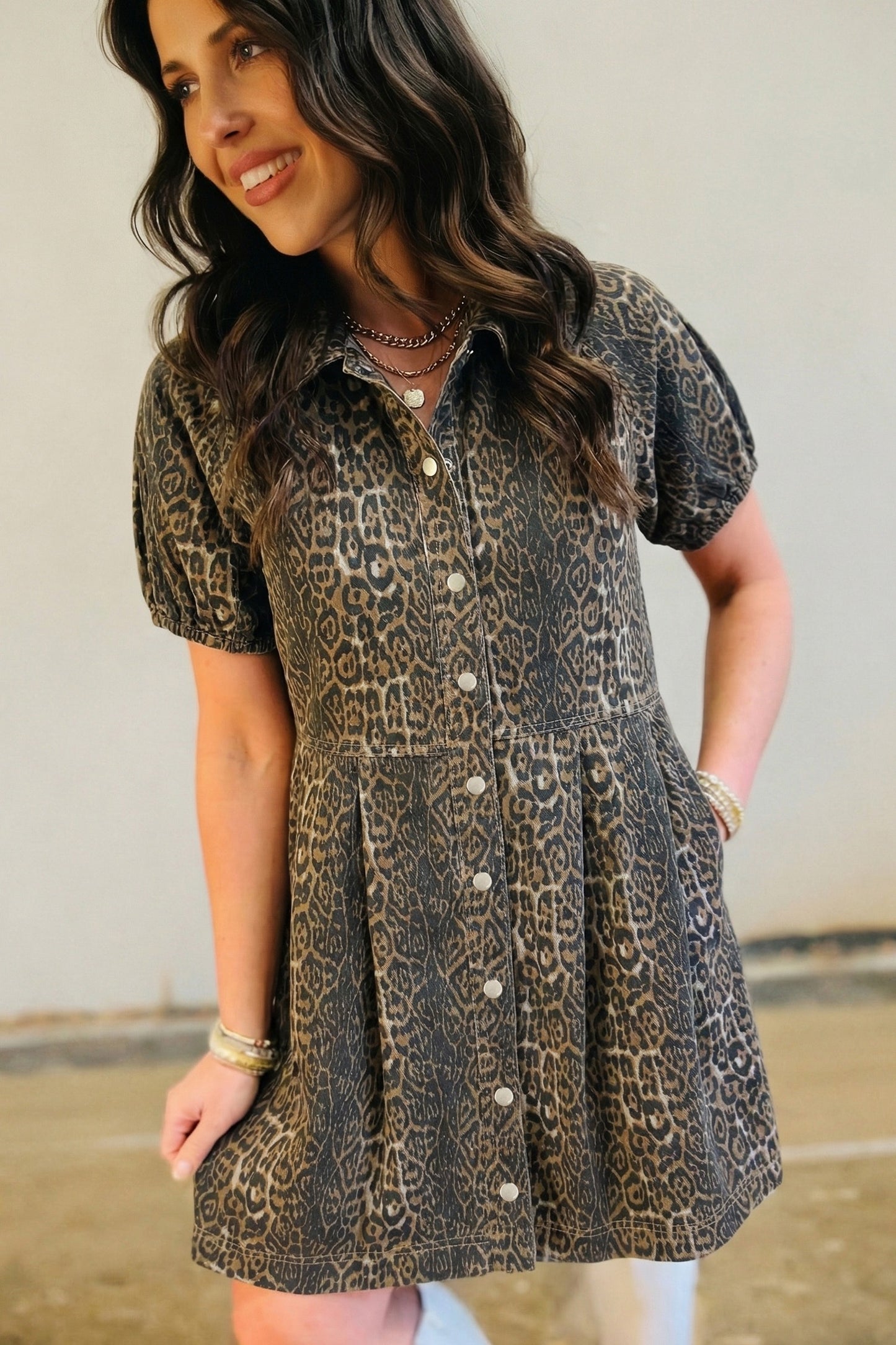 Carazy Denim N Leopard Dress