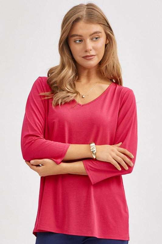 Solid Dear Scarlett 3/4 Top