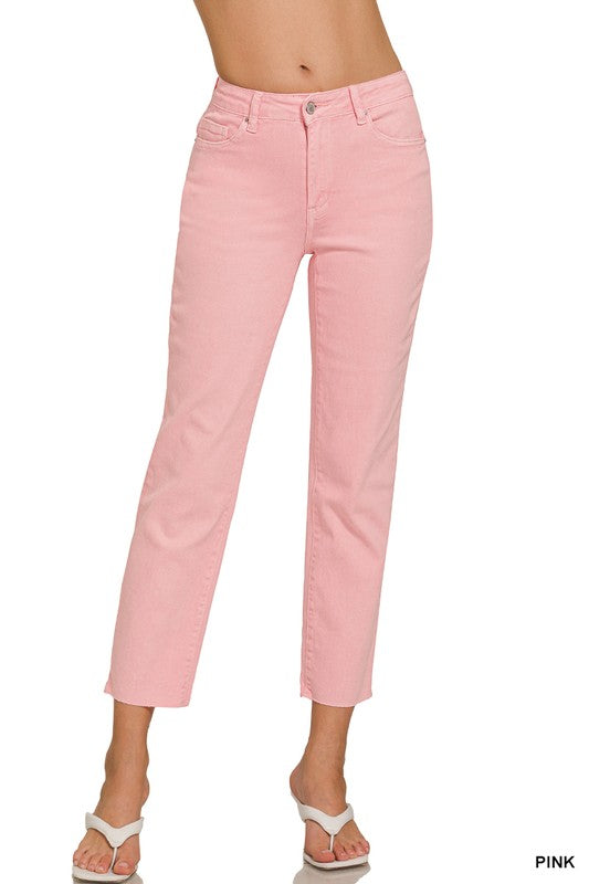 Zenana Acid Cropped Straight Jeans