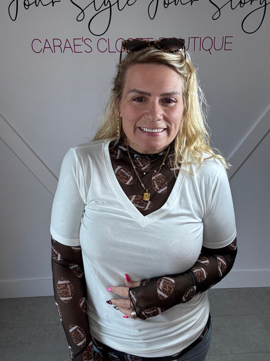 Ee:Some Leopard Football Mesh Top
