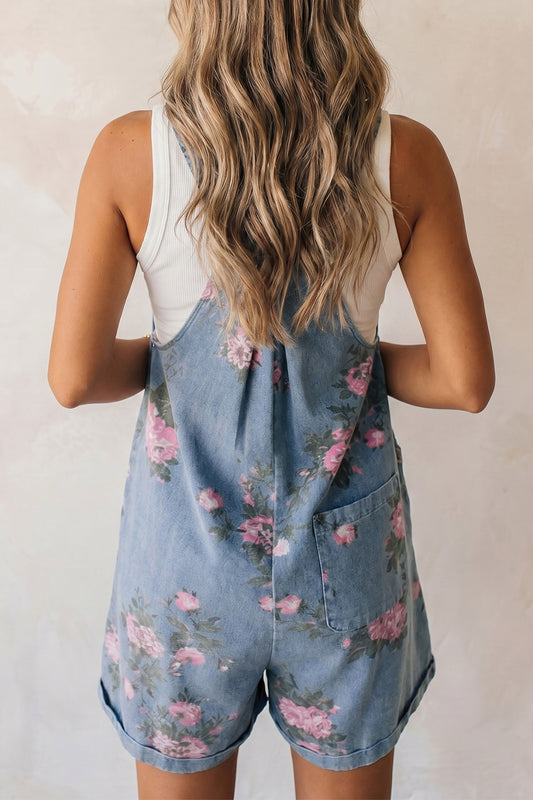Floral Short Overalls