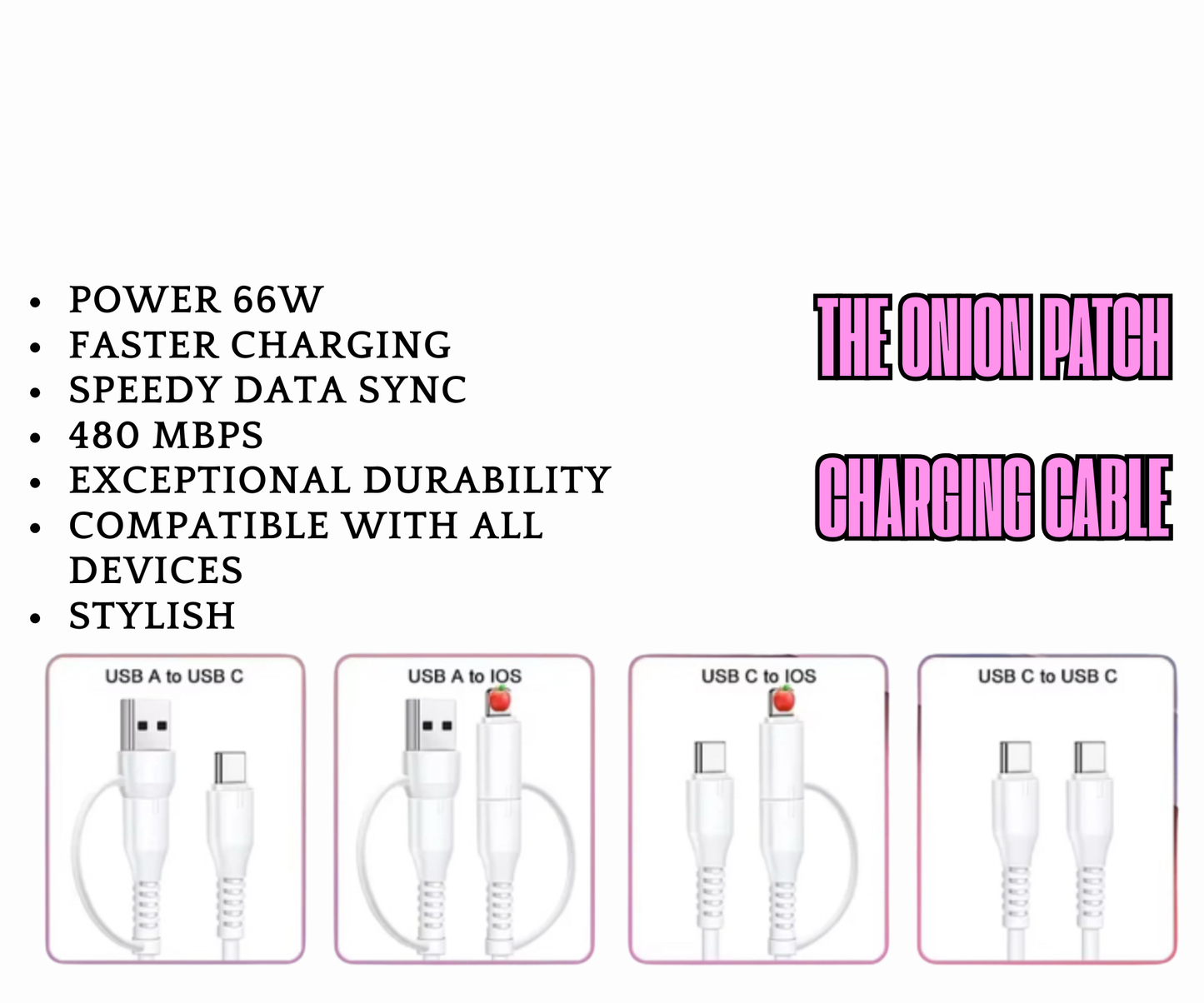 Pink & White Bow Pearl Beaded 4-in-1 Charger