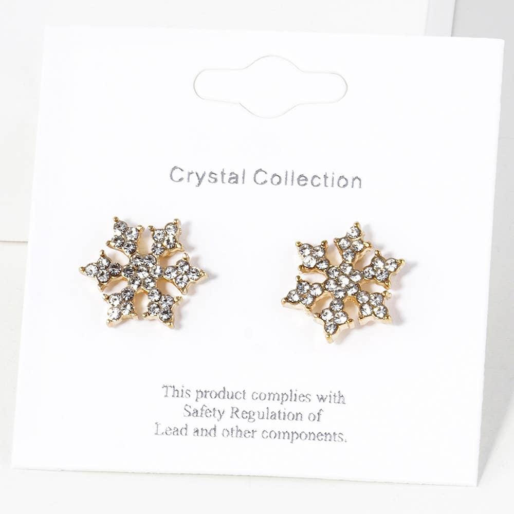 Crystal Paved Snowflake Stud Earrings