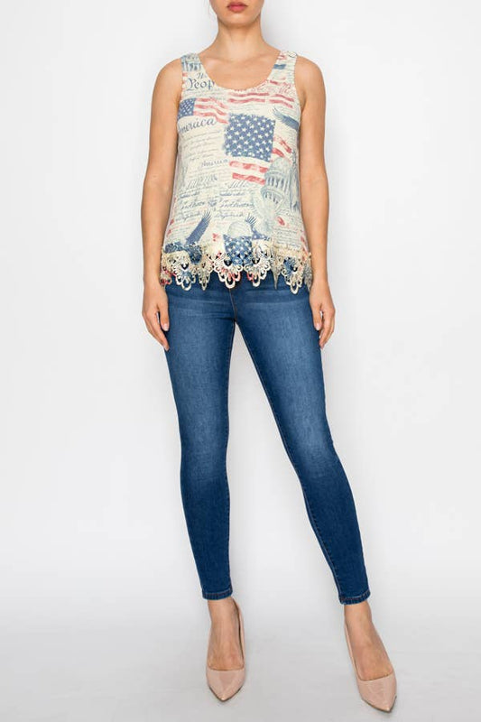 Origami Freedom Lace Trimmed Tank