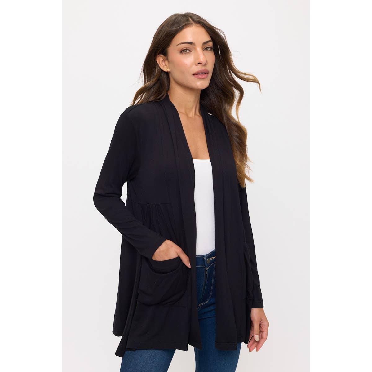 OPEN FRONT POCKET CARDIGAN