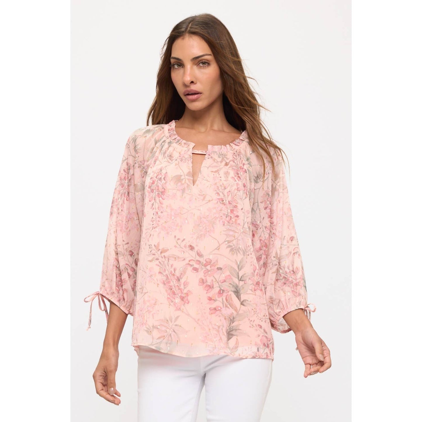 FLORAL METALLIC WITH TIE SLEEVE