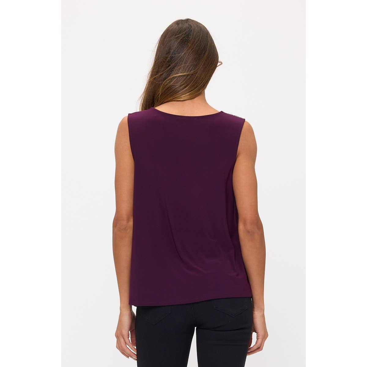 DRAPE NECK EMBELLISHED TANK