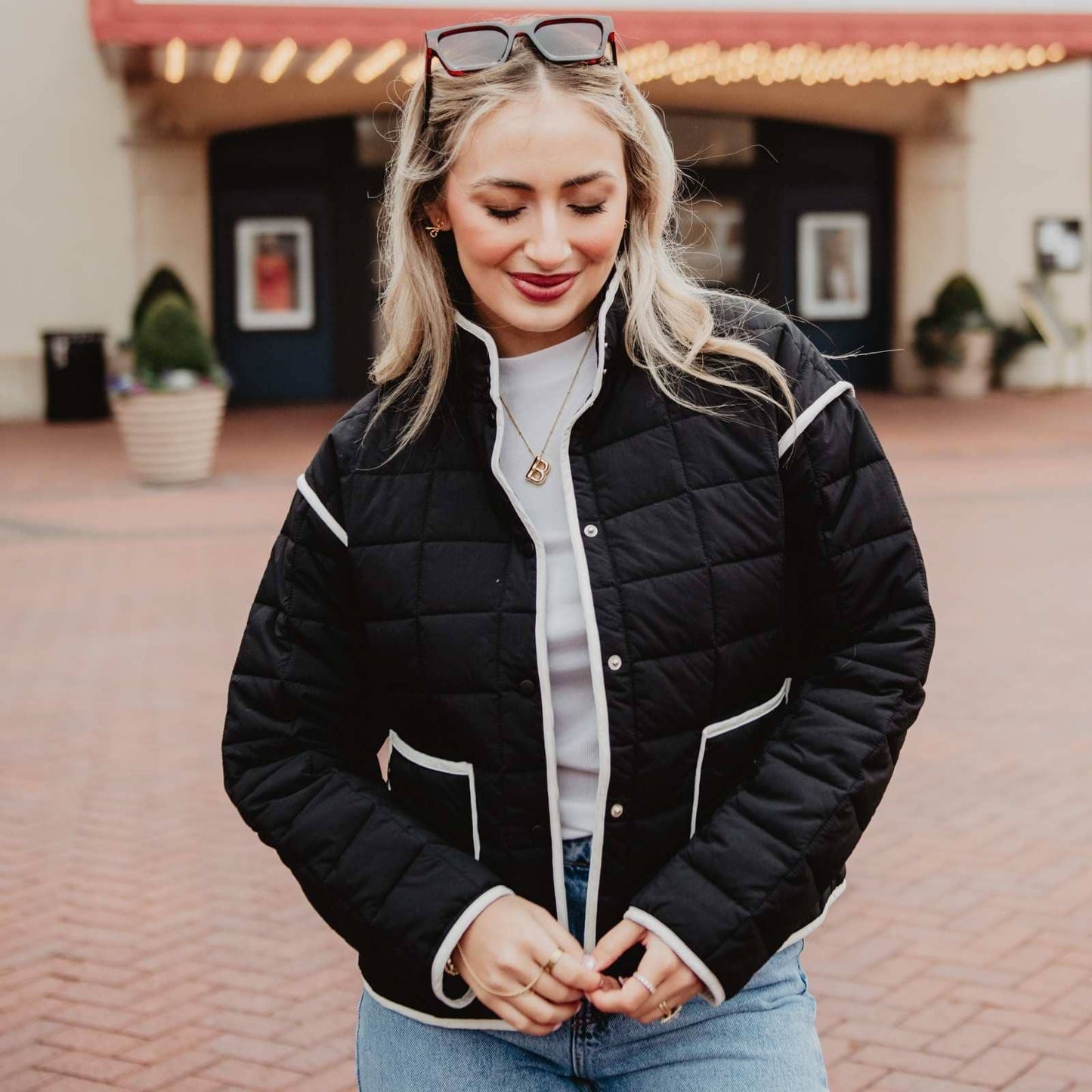 Black Quilted Trim Jacket Women's