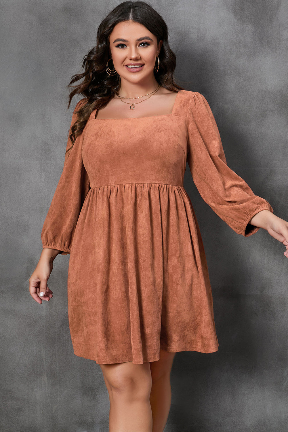 Chestnut Square Neck LS Dress