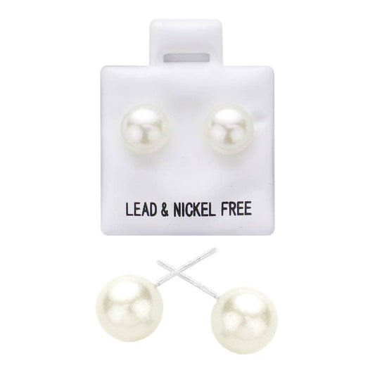 Round Pearl Stud Earrings