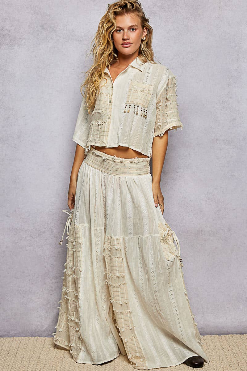 POL Boho Woven Shell Beads Top