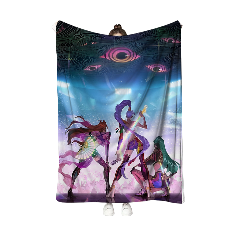 Kpop Demon Hunters Plush Throw Blanket, Flannel Nap Blanket for Sofa or Bed
