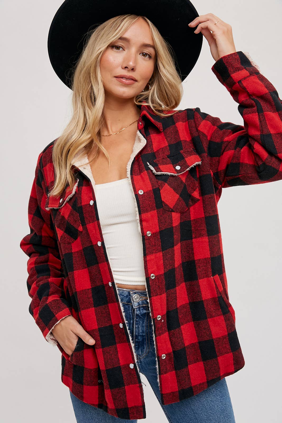 BUFFALO PLAID SHERPA-LINED SHACKET