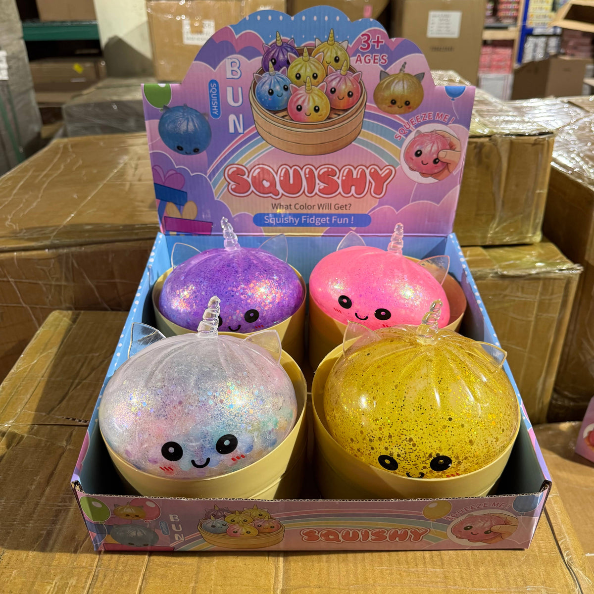JUMBO Glitter Orby Unicorn Dumpling Squishy 15cm 4pc | BR006
