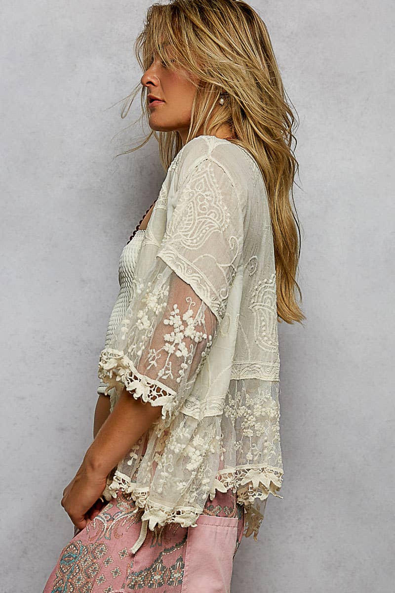 POL Solid Crochet Cardigan