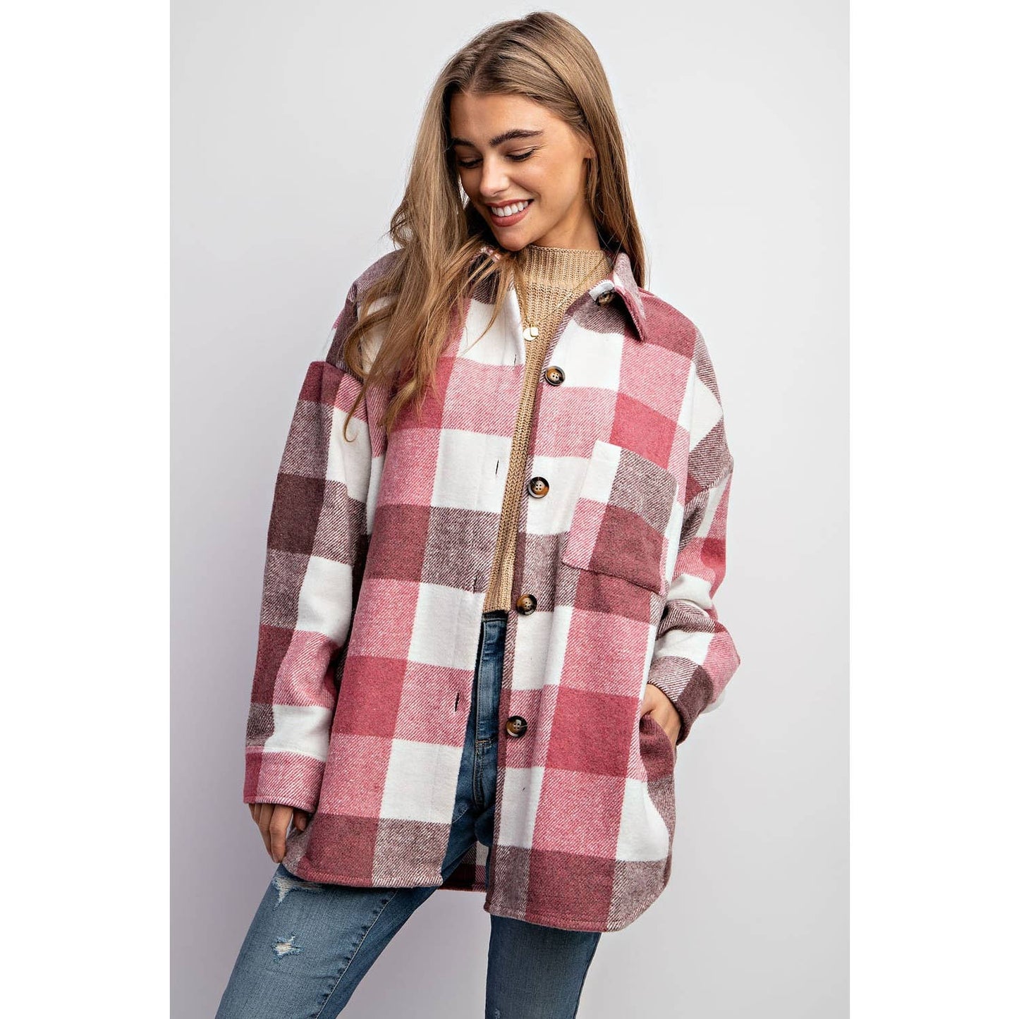MUSTARD PLAID SHACKET