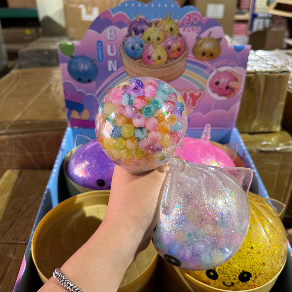 JUMBO Glitter Orby Unicorn Dumpling Squishy 15cm 4pc | BR006