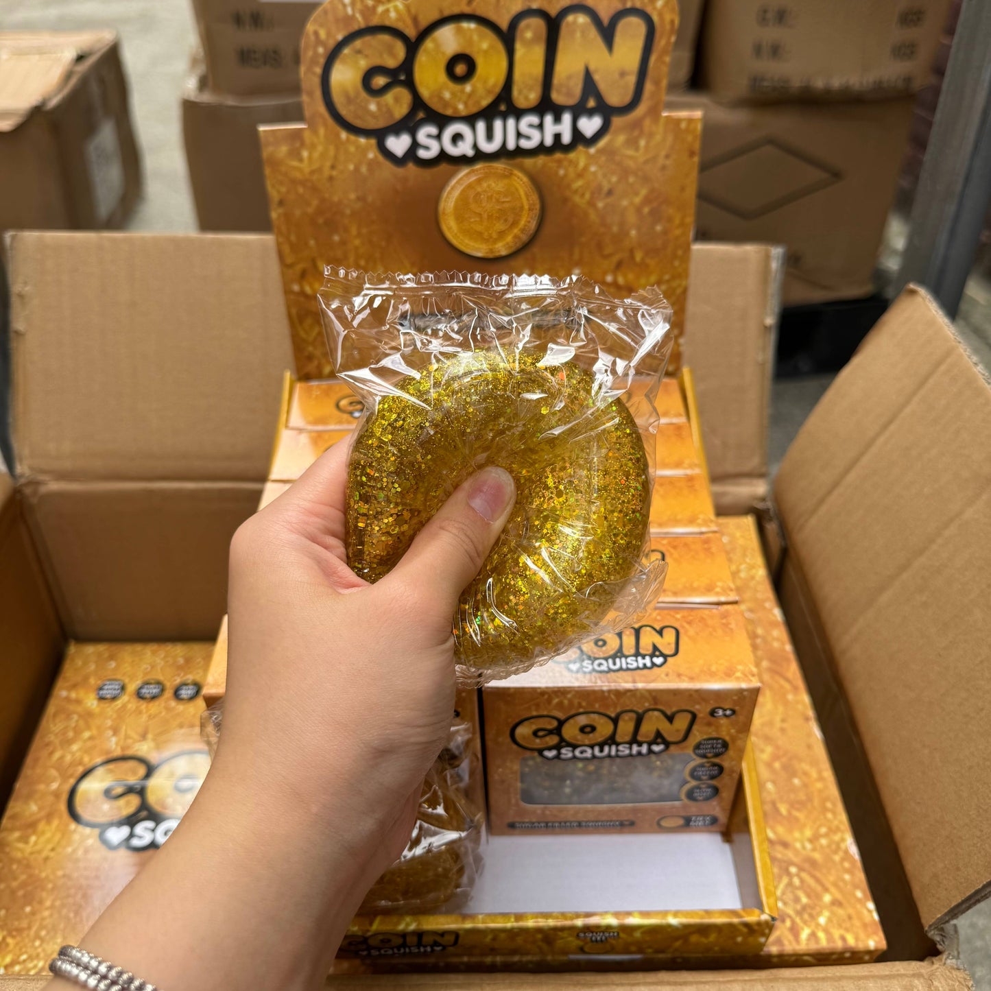 Sugar Squishy Glitter Gold Coin