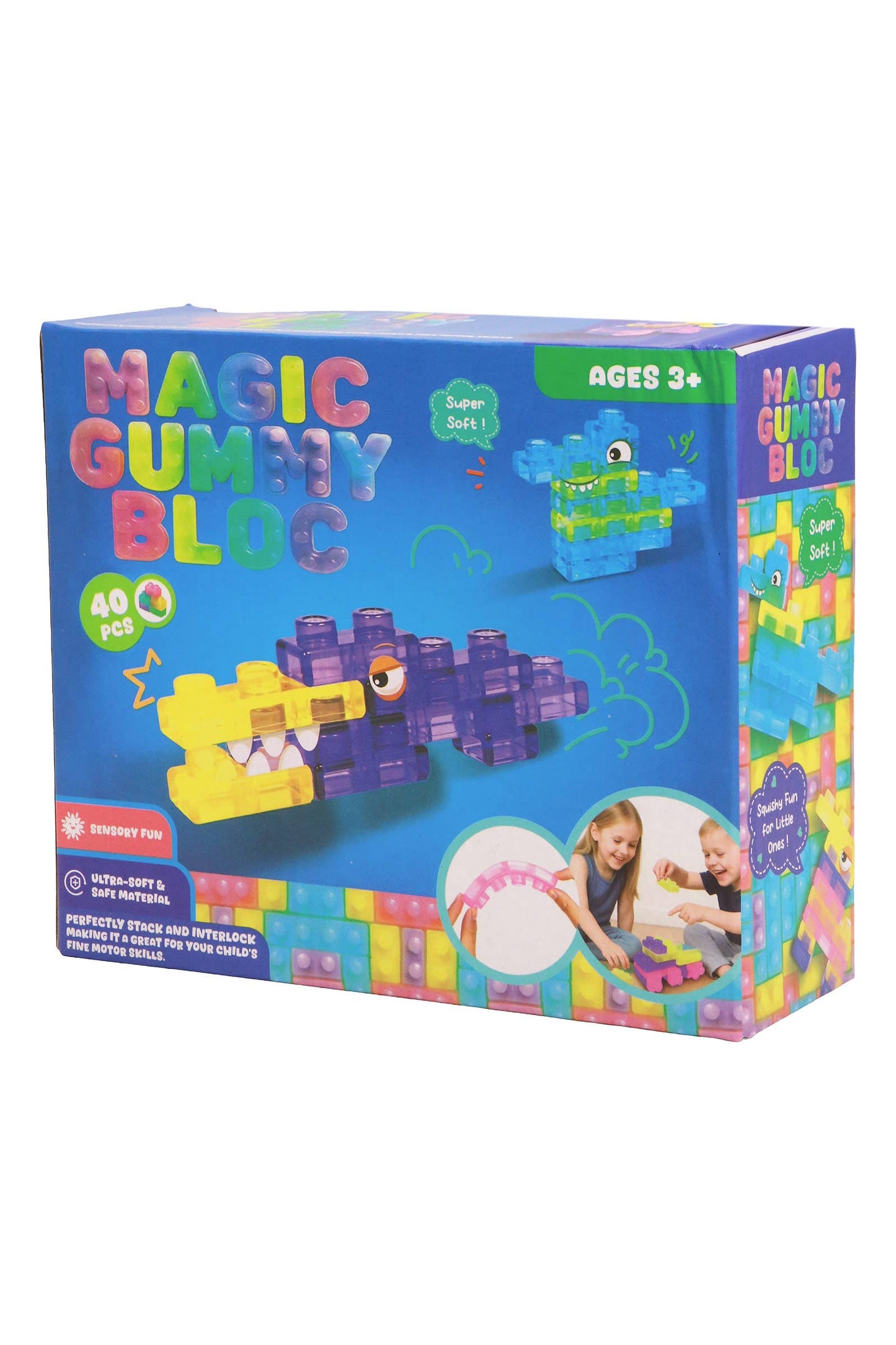 40-Count Colorful Gummy Squishy Sensory Building Block