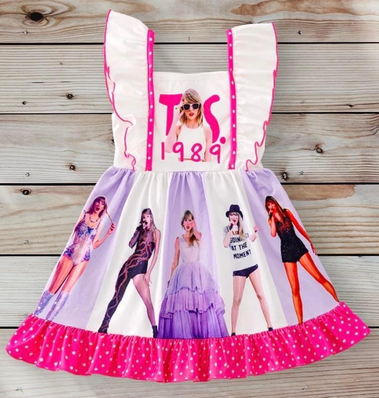 Baby Girls 1989 Singer Ruffle Pink Knee Length Dresses Preorder