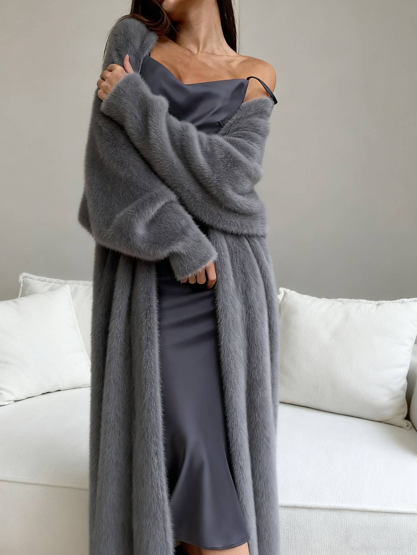 Long Faux Mink Cardigan