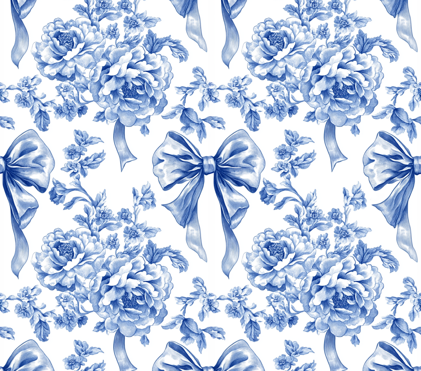 Blue Jacobean with Bows Koozie