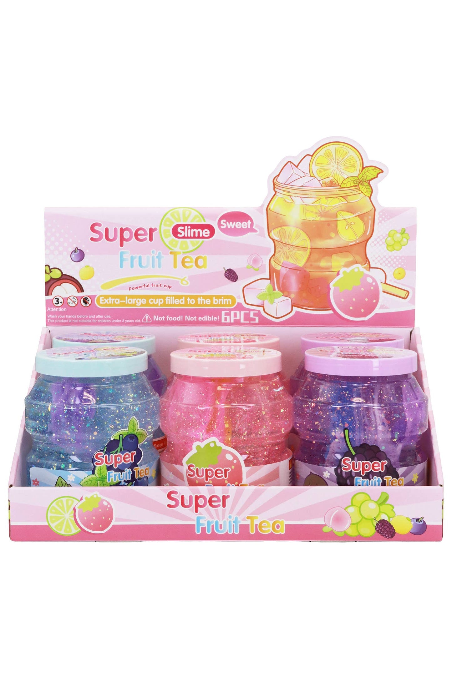 Super Fruit Tea Jumbo Glitter Slime Jar EST Arrival Mid Aug