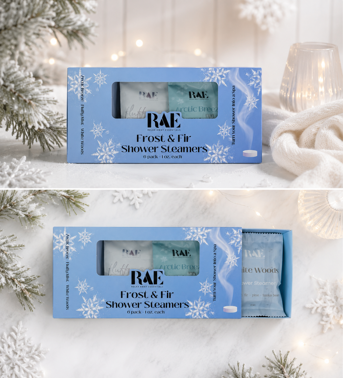 Frost and Fir Shower Steamers 6 Pack - Made in USA