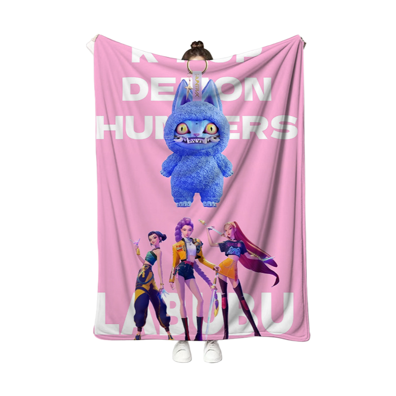 Kpop Demon Hunters Plush Throw Blanket, Flannel Nap Blanket for Sofa or Bed