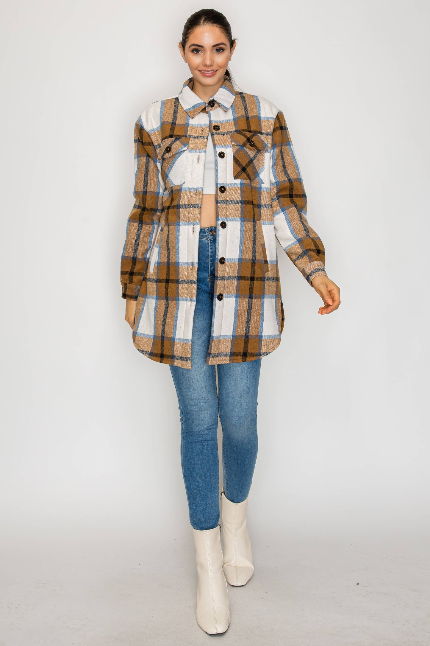 USA Plaid Sherpra Shacket