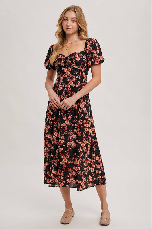 FLORAL PRINT SWEETHEART DRESS
