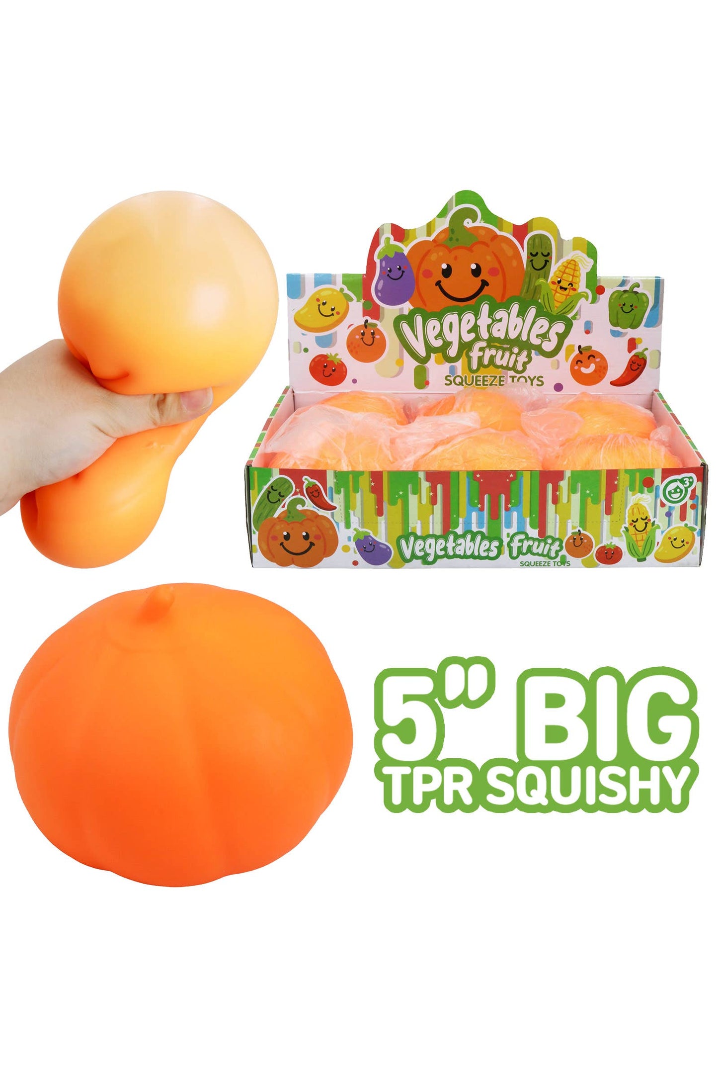 BIG 5 Inch Orange Pumpkin Fluffy Slime Filled Squishy