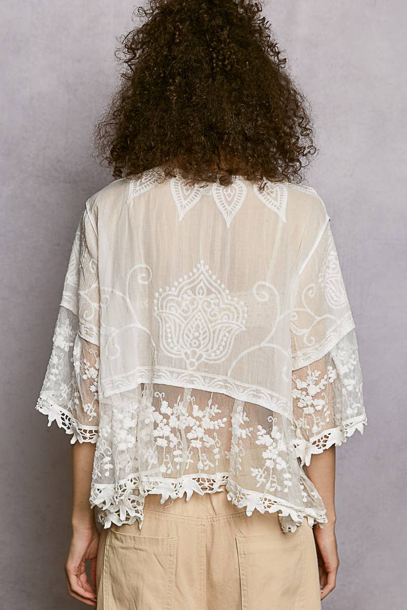 POL Solid Crochet Cardigan