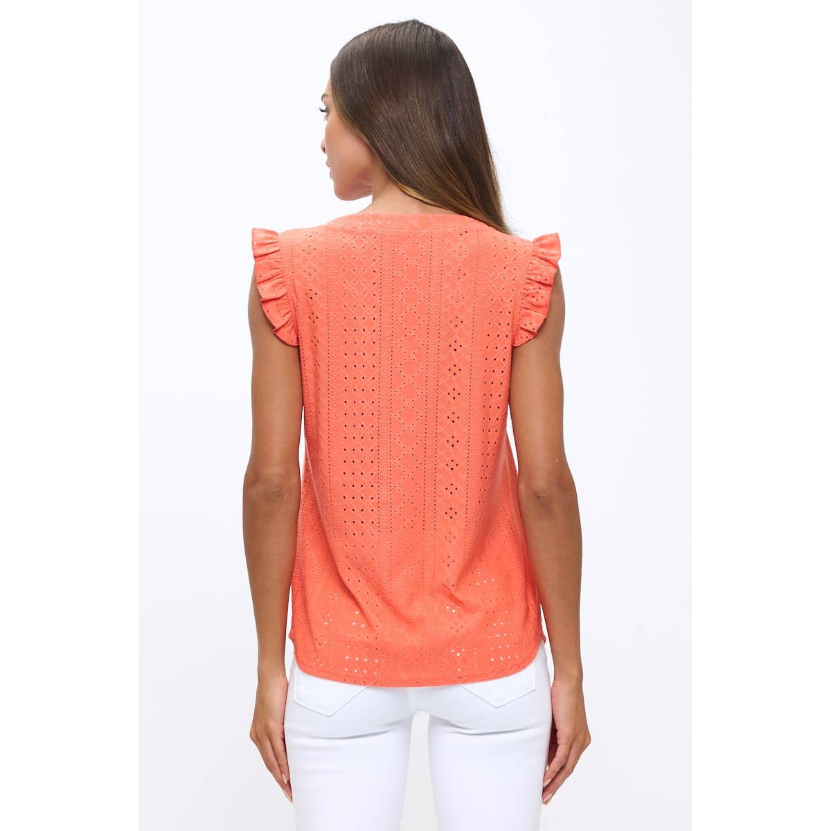 EYELET RUFFLE TANK TOP