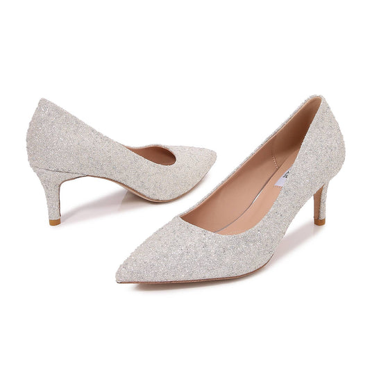 Women Sparkle Pointed Toe Low Heel Pumps