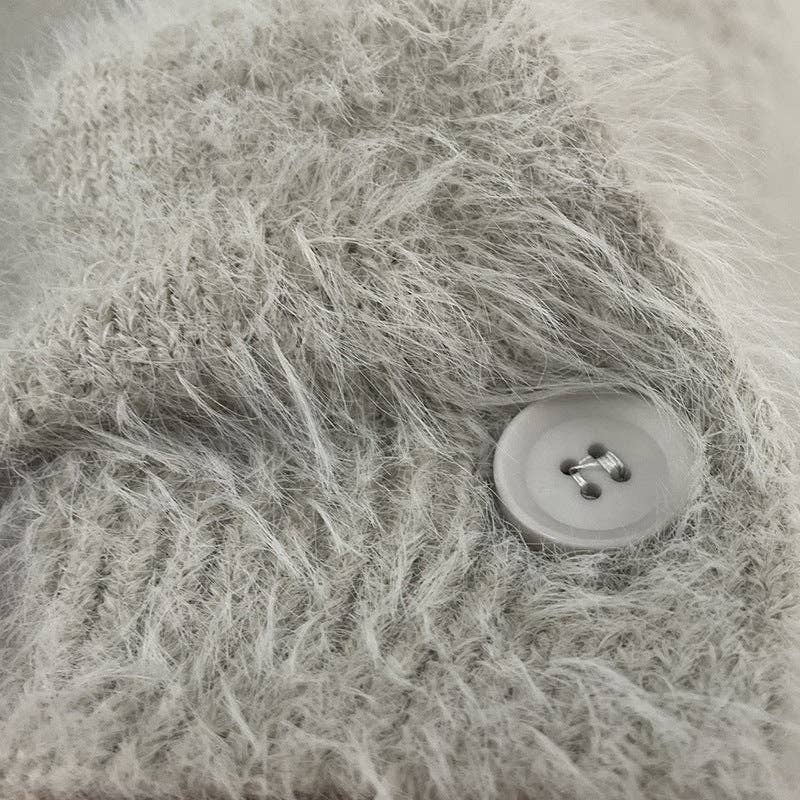 Pink Faux Mink Knit Oversized Cardigan Soft Fluffy Sweater