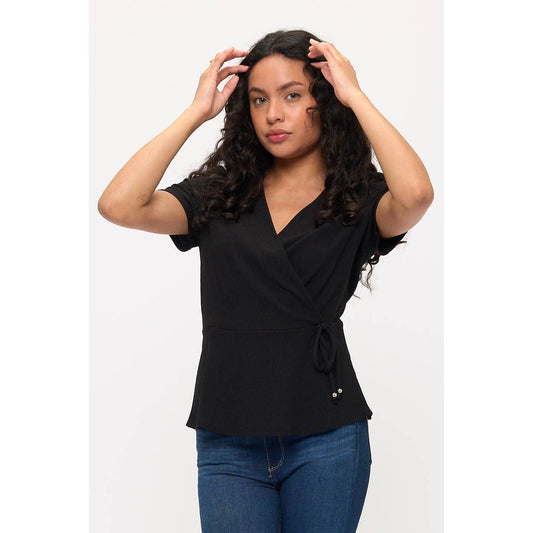 CREPE WRAP WEAR TO WORK TOP