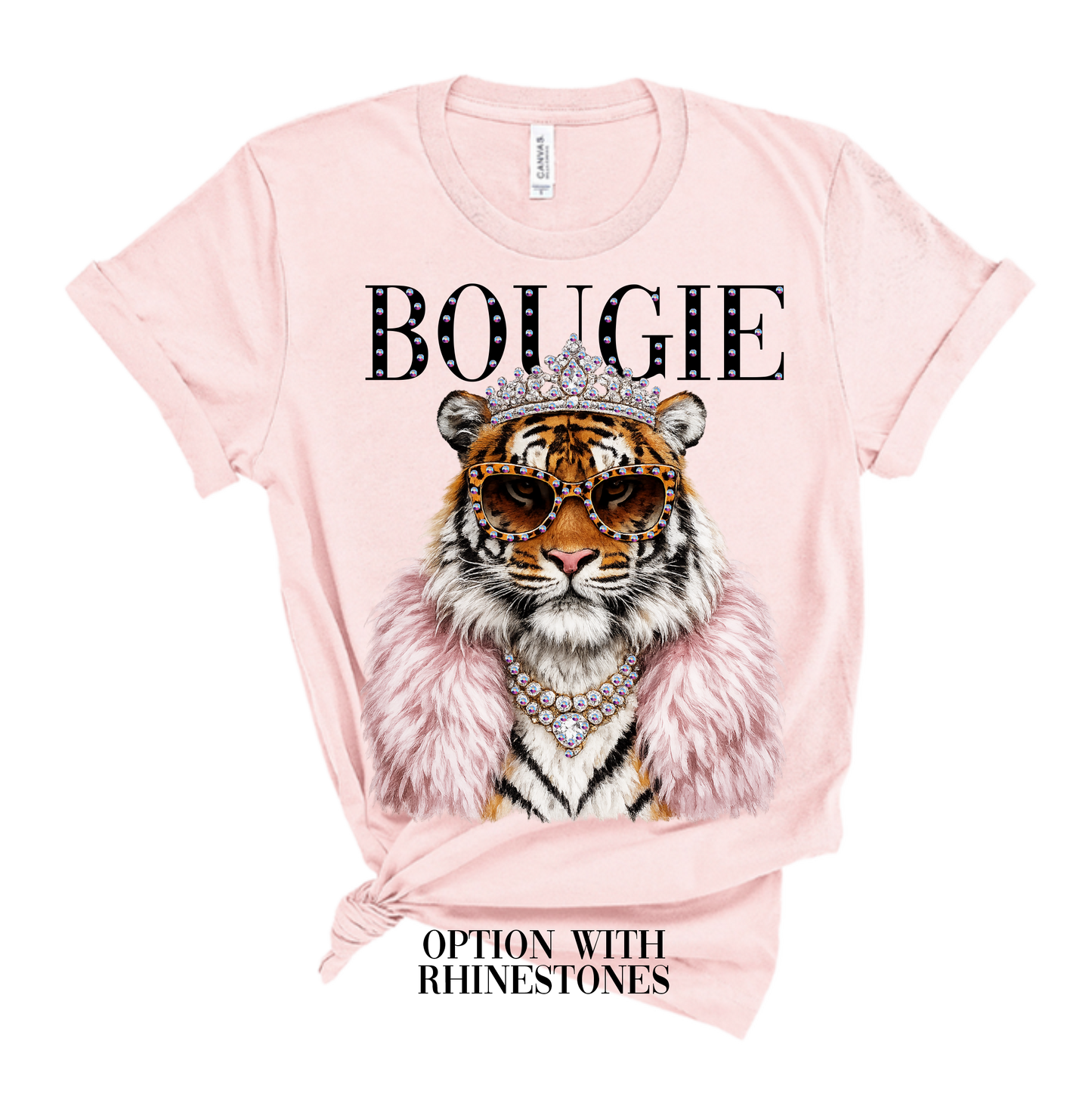Tyson the Bougie Tiger Glam Rhinestone Graphic CARAZY Blingy Tee