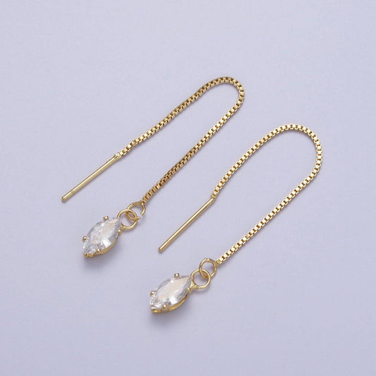 Doorbuster Gold CZ  Chain Threader Earrings